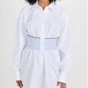 NWT Alexander Wang elastic logo oversized poplin cotton shirtdress in white